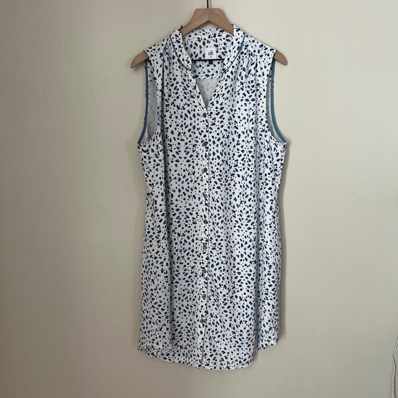Cabi Women's XL Camilla Blue Leopard Shirt‎ Dress - Picture 2 of 7
